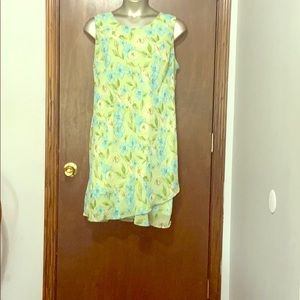 Scarlett Green Blue Floral Sleeveless Midi Dress